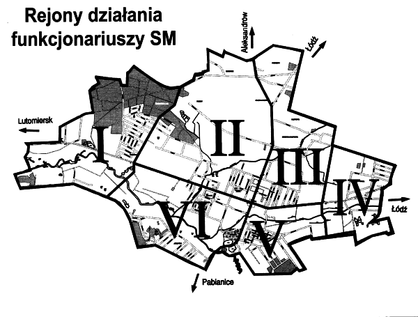 Rejony działania funkcjonariuszy Straży Miejskiej