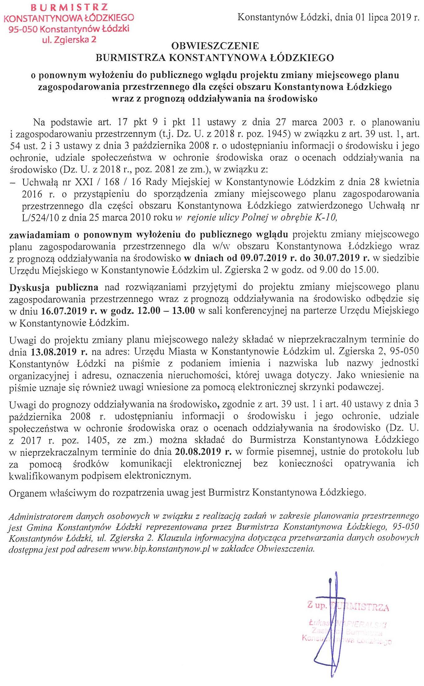 ------- Obwieszczenie 2 wyłożenie mpzp Polna.jpg